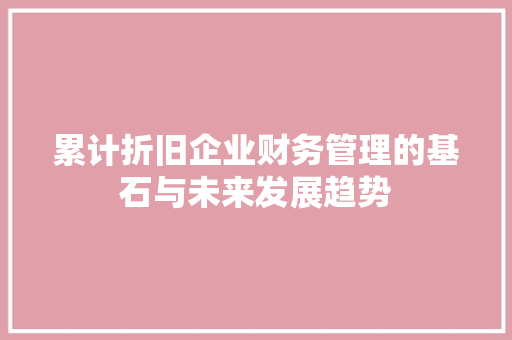 累计折旧企业财务管理的基石与未来发展趋势