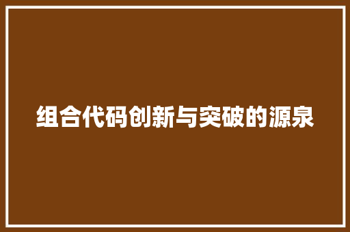 组合代码创新与突破的源泉