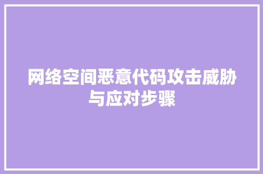 网络空间恶意代码攻击威胁与应对步骤 头条优化