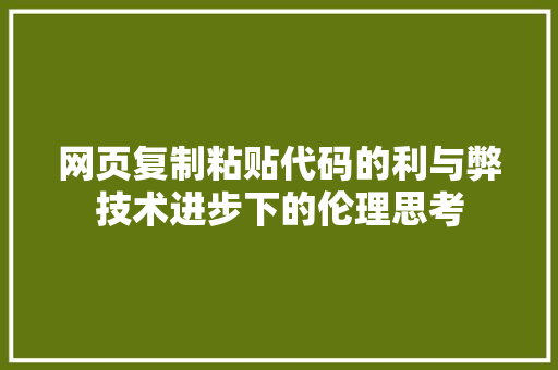 网页复制粘贴代码的利与弊技术进步下的伦理思考 360搜优化