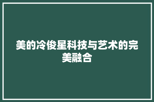 美的冷俊星科技与艺术的完美融合 百度算法