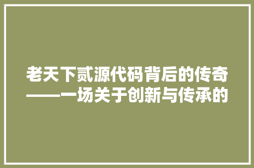 老天下贰源代码背后的传奇——一场关于创新与传承的对话 网站优化