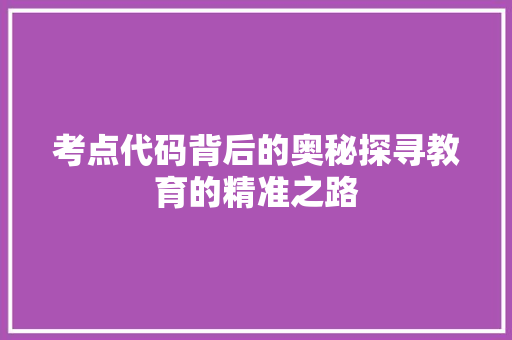 考点代码背后的奥秘探寻教育的精准之路 seo技术