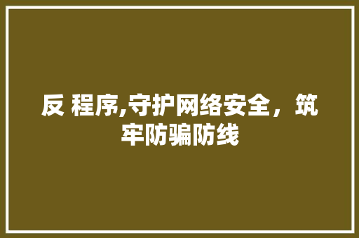 反 程序,守护网络安全，筑牢防骗防线