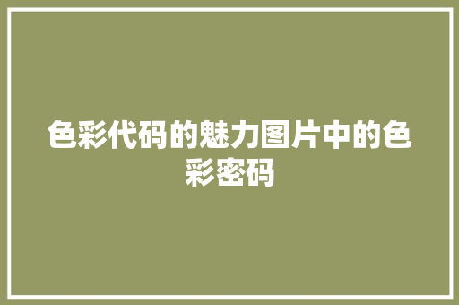 色彩代码的魅力图片中的色彩密码