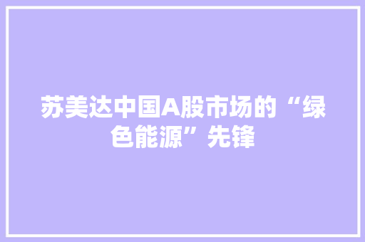 苏美达中国A股市场的“绿色能源”先锋