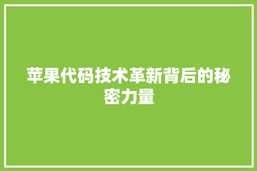 苹果代码技术革新背后的秘密力量 网站开发