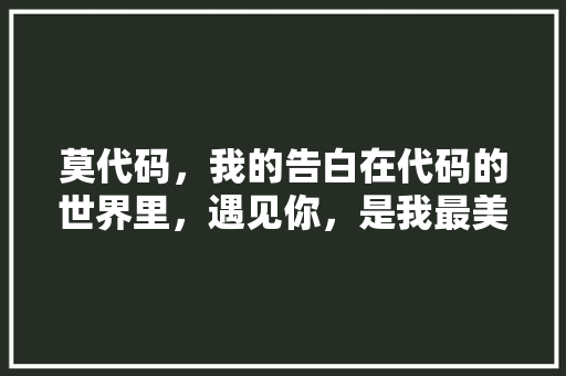莫代码，我的告白在代码的世界里，遇见你，是我最美的邂逅