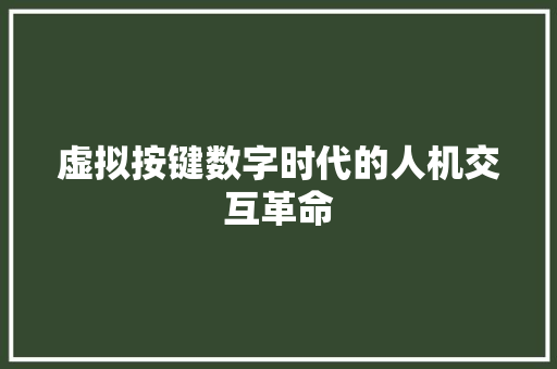 虚拟按键数字时代的人机交互革命 头条优化