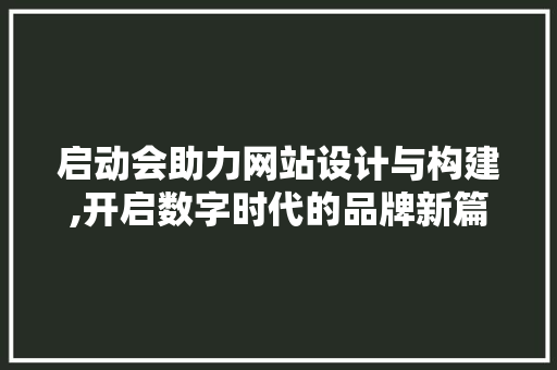 启动会助力网站设计与构建,开启数字时代的品牌新篇章