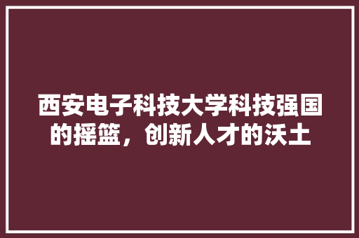 西安电子科技大学科技强国的摇篮，创新人才的沃土 头条优化