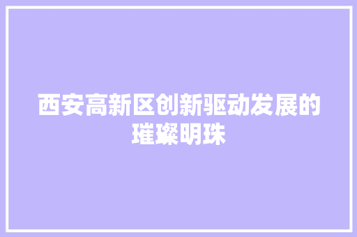西安高新区创新驱动发展的璀璨明珠 网站开发