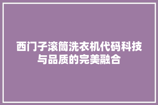 西门子滚筒洗衣机代码科技与品质的完美融合