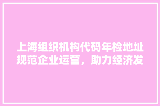 上海组织机构代码年检地址规范企业运营，助力经济发展