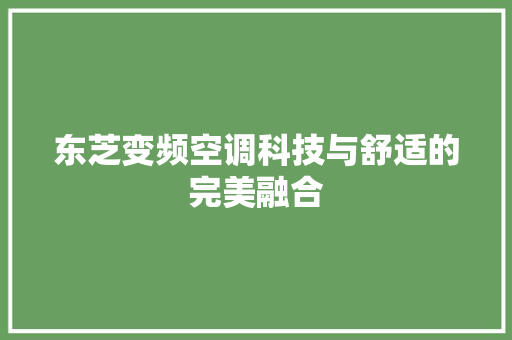 东芝变频空调科技与舒适的完美融合 小程序开发