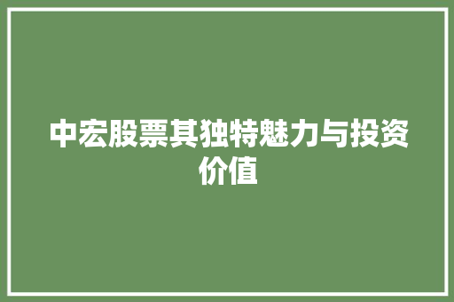 中宏股票其独特魅力与投资价值 AI技术学习
