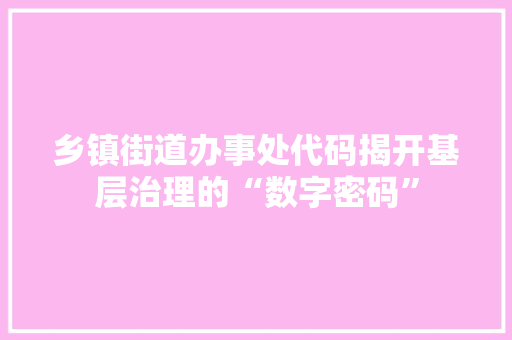 乡镇街道办事处代码揭开基层治理的“数字密码” 网站开发