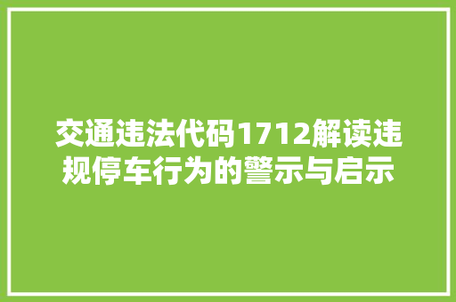 交通违法代码1712解读违规停车行为的警示与启示