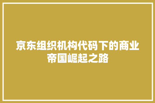 京东组织机构代码下的商业帝国崛起之路 搜狗优化