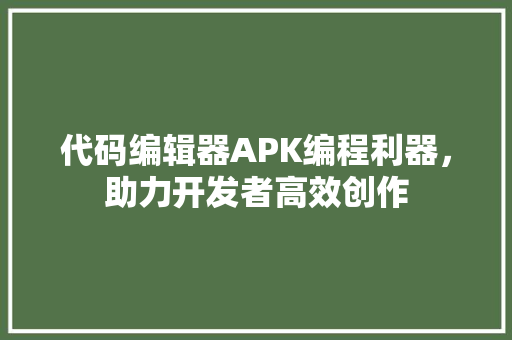 代码编辑器APK编程利器，助力开发者高效创作
