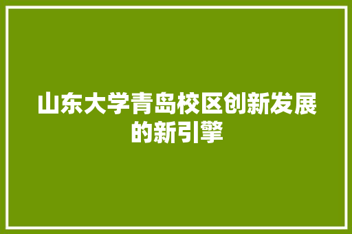 山东大学青岛校区创新发展的新引擎 360搜优化