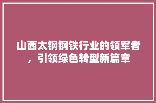 山西太钢钢铁行业的领军者，引领绿色转型新篇章 百度算法