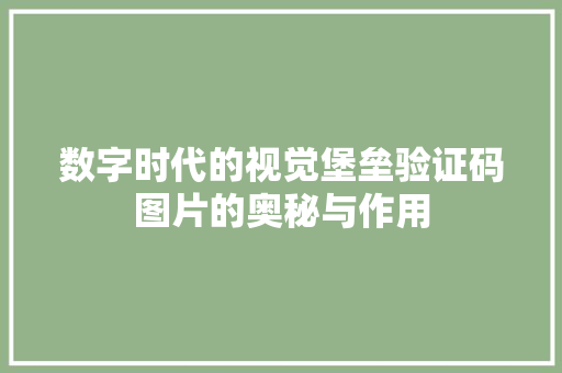 数字时代的视觉堡垒验证码图片的奥秘与作用