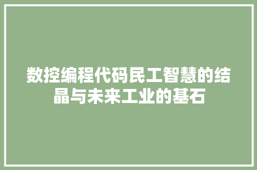 数控编程代码民工智慧的结晶与未来工业的基石 英文谷歌算法