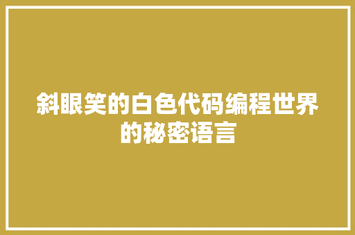 斜眼笑的白色代码编程世界的秘密语言 英文谷歌算法