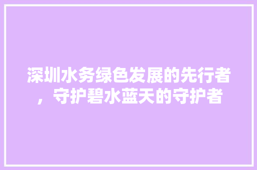 深圳水务绿色发展的先行者，守护碧水蓝天的守护者 网站开发