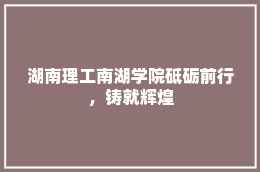 湖南理工南湖学院砥砺前行，铸就辉煌
