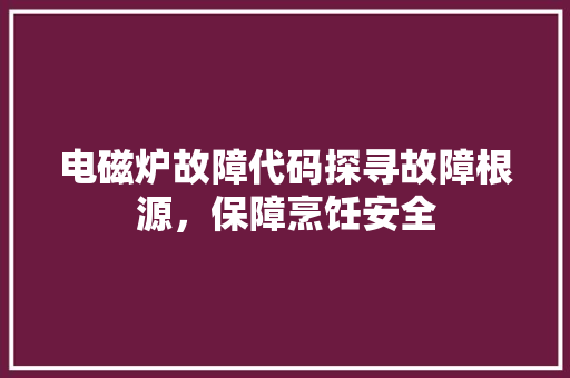 电磁炉故障代码探寻故障根源，保障烹饪安全 360搜优化