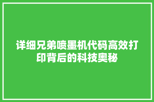 详细兄弟喷墨机代码高效打印背后的科技奥秘