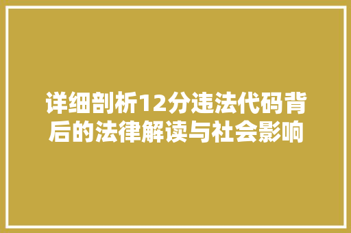 详细剖析12分违法代码背后的法律解读与社会影响 360搜优化