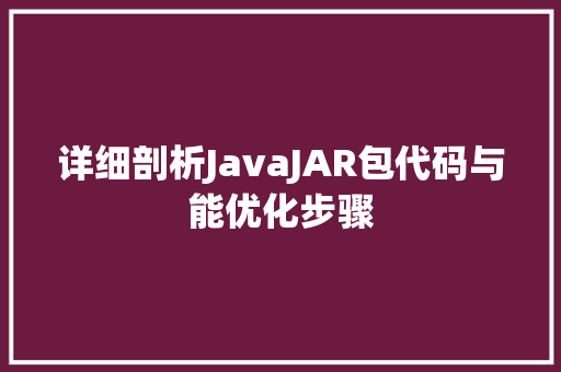 详细剖析JavaJAR包代码与能优化步骤 网站开发