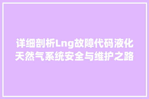 详细剖析Lng故障代码液化天然气系统安全与维护之路