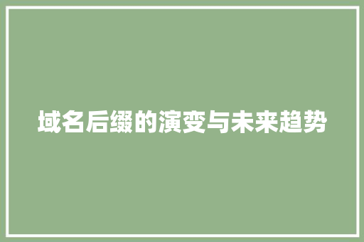 域名后缀的演变与未来趋势