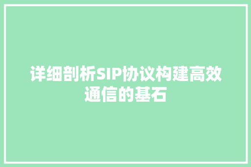 详细剖析SIP协议构建高效通信的基石 百度算法