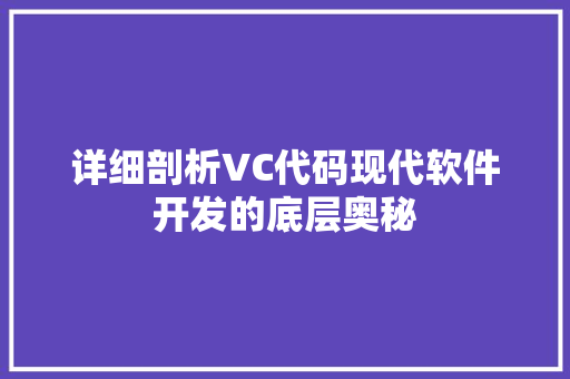 详细剖析VC代码现代软件开发的底层奥秘