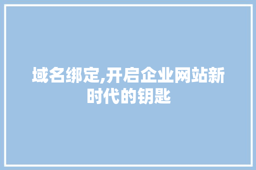 域名绑定,开启企业网站新时代的钥匙