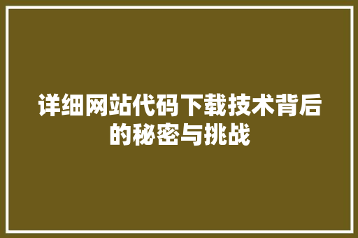详细网站代码下载技术背后的秘密与挑战