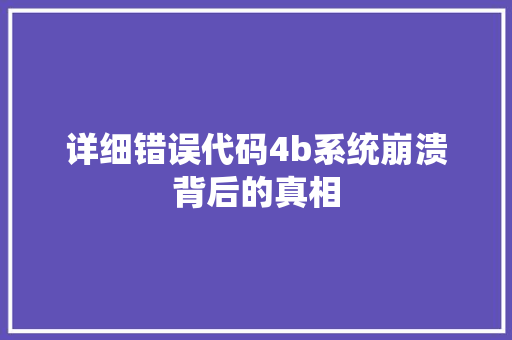 详细错误代码4b系统崩溃背后的真相