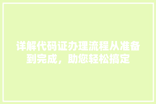 详解代码证办理流程从准备到完成，助您轻松搞定