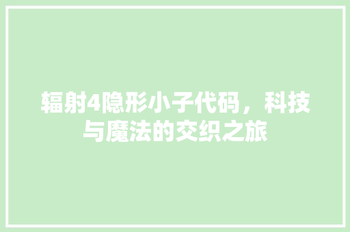 辐射4隐形小子代码，科技与魔法的交织之旅 英文谷歌算法