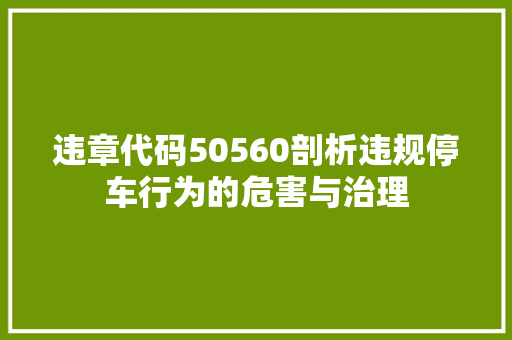 违章代码50560剖析违规停车行为的危害与治理 头条优化