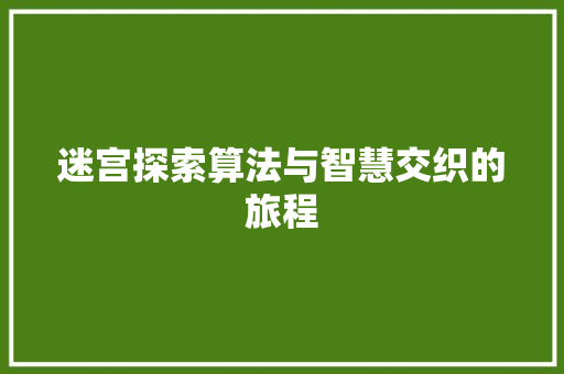 迷宫探索算法与智慧交织的旅程 AI技术学习