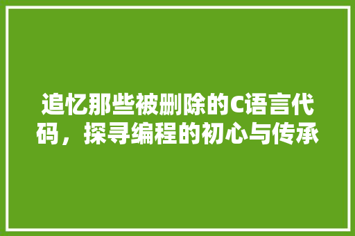 追忆那些被删除的C语言代码，探寻编程的初心与传承