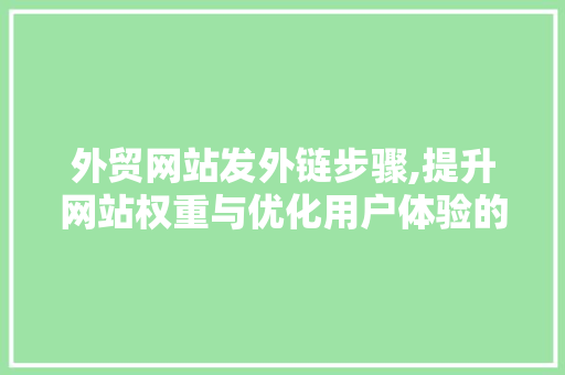 外贸网站发外链步骤,提升网站权重与优化用户体验的关键