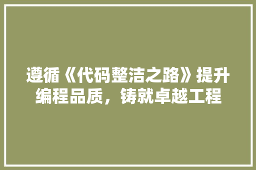 遵循《代码整洁之路》提升编程品质，铸就卓越工程 英文谷歌算法