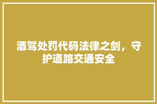 酒驾处罚代码法律之剑，守护道路交通安全